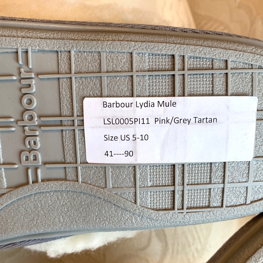 BARBOUR Lydia pink/grey tartan mule slipper - Picture 7 of 11